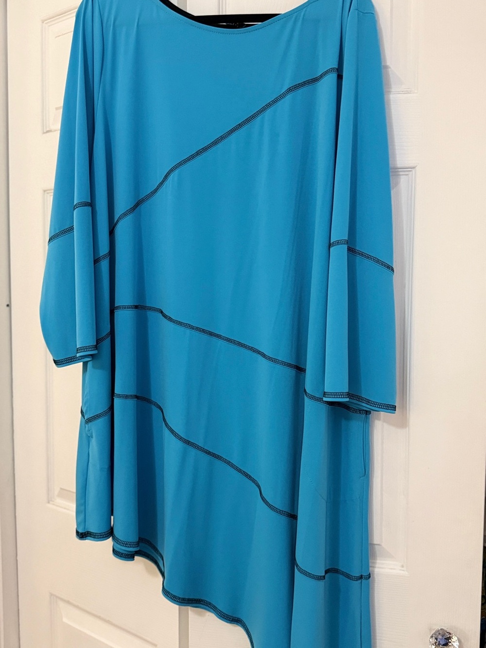Women's Asymmetrical Tunic Dress in Turquoise Blue